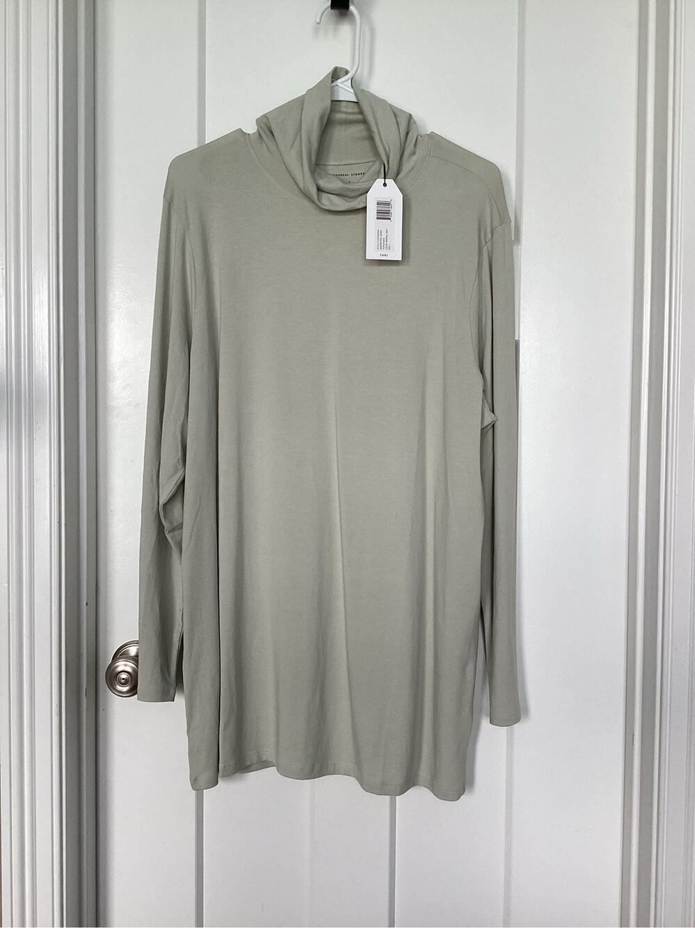 NWT Universal Standard Jersey Turtleneck Top L Mineral Grey Pima Cotton womens